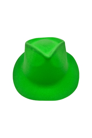 Yeşil Lazer Plastik Kadife Fotr Model Şapka 30x25 Cm