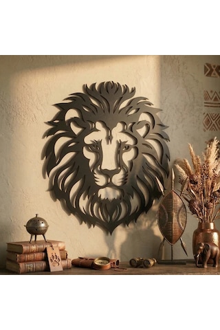 Aslan Başı Duvar Tablosu Mdf Lazer Kesim Modern Aslan Figürlü Duvar Süsü Güçlü Dekor