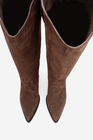 Luvishoes Anıa Kahverengi Süet Hakiki Deri Kadın Western Çizme Kahverengi