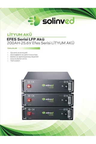 Solinved 25.6v 200ah Efes Seri Lityum Akü