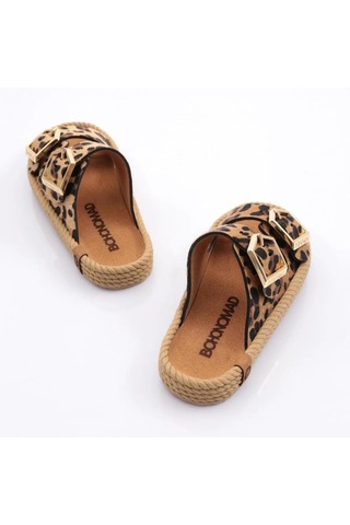 Bohonomad Sydney Kadın Tokalı Leopar Desenli Terlik Syd12-leo Kahverengi