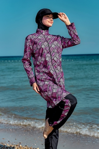 Paraşüt Tam Kapalı Tesettür Mayo Nisa R5502 Siyah