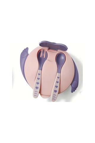 Çocukların Günlük Beslenmesi İçin Vantuz, Kaşık, Çatal, Kase, Kase Kapağı Ve Üç Bölgeli Tabak İçerir