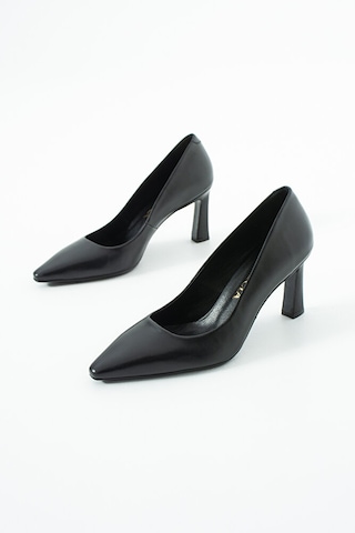 Dericia Shoes Elegance Hakiki Deri Kadın Topuklu Ayakkabı Siyah