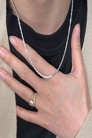 Kadın Elmas Halat Zincir Çelik Kolye Silver