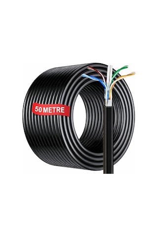 50 Metre Cat6 Kablo Awg23 Bakır Tel Double Layer İç Ve Dış Mekan Ethernet İnternet Kablosu