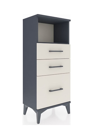 Arges Komodin Tek Raflı 3 Çekmeceli 44x30x106 Antrasit-aytaşı Antrasit