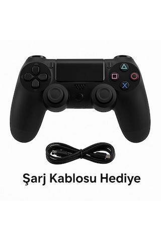Ps4 Kolu Kablosuz Şarj Edilebilir Ergonomik Titremeli Siyah