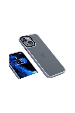 Apple Uyumlu iPhone 13 Kılıf Kenarları Renkli Arkası Mat Kılıf Beyaz