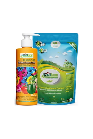 EkosolFarm Solucan Gübresi 1,5 Kg + Ekosolfarm Sıvı Solucan Gübresi 500 Ml