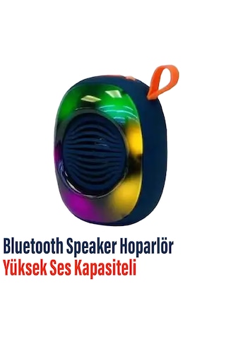 Kablosuz Bluetooth Hoparlör 5w Rgb Işıklı Speaker Lacivert