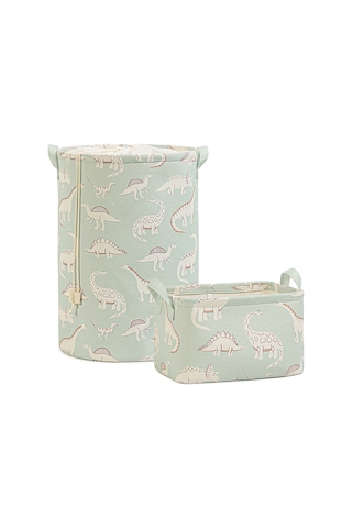 Ocean Home Textile 2'li Çocuk Odası Dinozor Sepet Set 1 Adet 30 X 21 X 18 / 36 X 50 Cm Mint