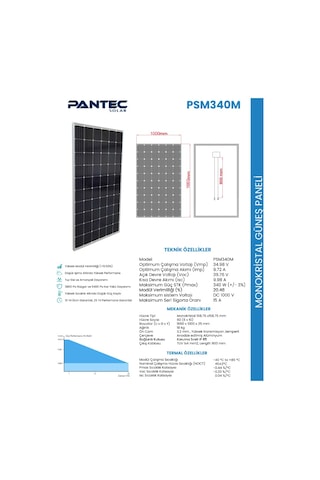 Pantec Solar 340w Monokristal Güneş Paneli