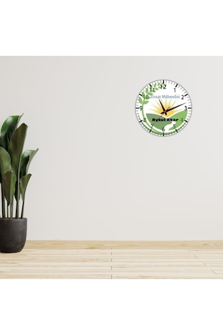 Ziraat Mühendislerine Özel Tasarımlı Hediye Duvar Saati Cam Duvar Saati Beyaz