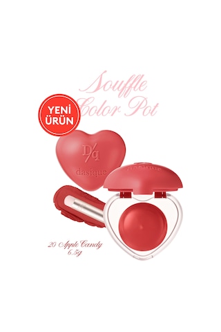 Dasique Kalp Tasarımlı Yoğun Pigmentli Köpük Yapılı Kadife Bitiş Sunan Ruj Souffle Color Pot 20 Apple Candy 20 Apple Candy