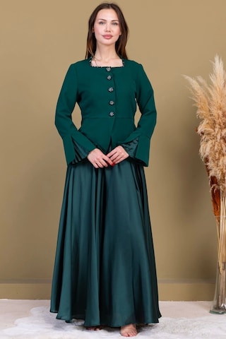 Kare Yaka İşlemeli İkili Takım 4718-zümrüt Yeşili Zümrüt Yeşili