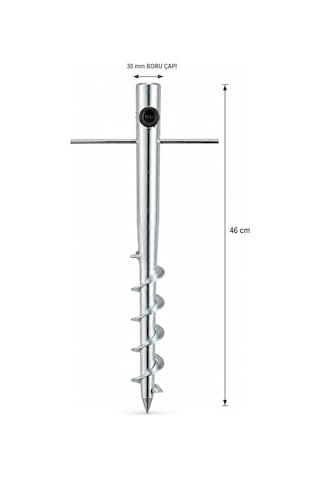 Metal Görünümlü Şemsiye Kazığı 46 Cm / 30 Mm Çap Gümüş