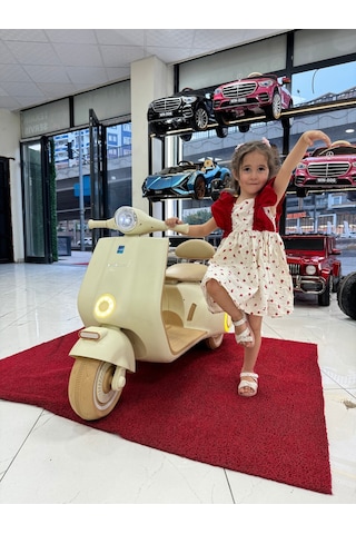Oyuncak Sepetim Vespa Akülü Motorsiklet 3-10yaş Bej