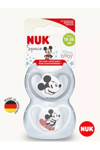 Nuk Space Mıckey Emzik Biberon, Boyut 3, 2 Adet Kutuda. 187532945 Gri
