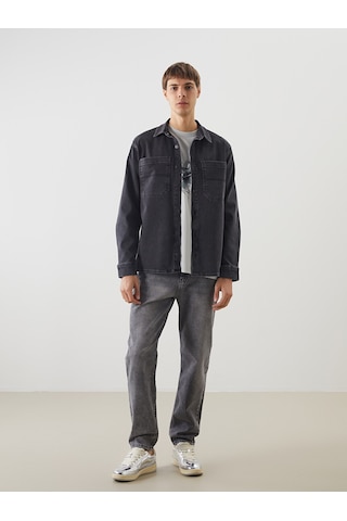 Lcw Jeans Antrasit Standart Kalıp Erkek Jean Ceket