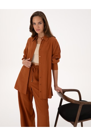 Pierre Cardin Kadın Tarçın Gömlek Desenli 50309964-vr191 Tarçın
