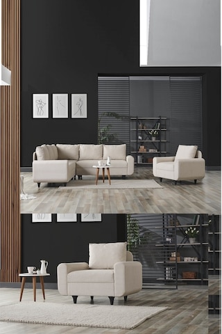 Kagu Corner Flavia Plus Köşe Takımı Berjerli Krem