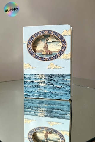 Hediyelik Lüks Oval Desen Kesimli Çizgisiz Not Hatıra Defteri 60 Yaprak 13,5x20,5 Cm Kız Kulesi Kesim