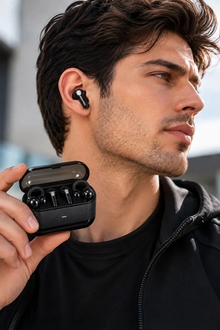 4 Kulaklıklı 2 Si 1 Arada Kablosuz Bluetooth Kulaklık Klipsli Kulak İçi Siyah ..