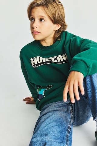 Defacto Minecraft Bisiklet Yaka İçi Yumuşak Tüylü Kalın Sweatshirt Erkek Çocuk I3062a826wngn651 Yeşil-gn651