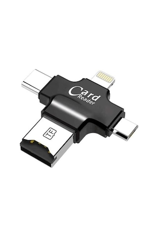4 In 1 Kart Okuyucu Apple Uyumlu iPhone Usb Type-C Usb-A Micro Usb Card Reader