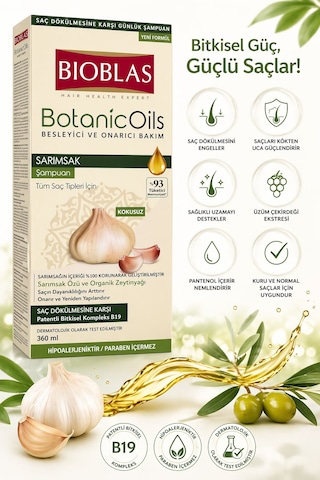 Bioblas Botanic Oils Sarımsak Şampuan 360 Ml Kokusuz Bitkisel Bakım Şampuanı Tüm Saç Tipleri