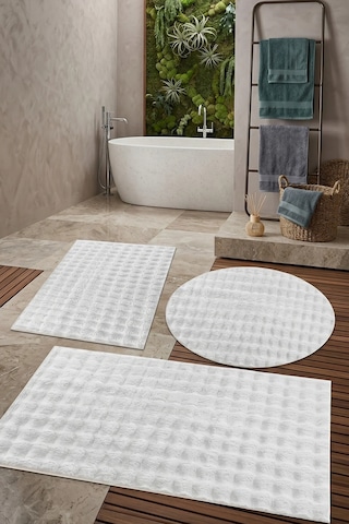 Banyo Paspası Beyaz Kaymaz Taban Peluş Bubble 50x50 Cm Çok Renkli