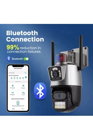 6mp Çift Lensli Wifi Ptz Kamera Aı İnsan Algılama Gece Görüş Ip66 Siren Sesli Alarm Güvenlik Kamera
