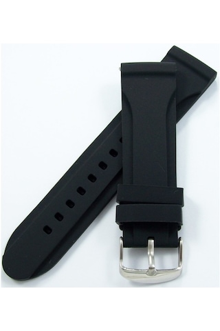 Siyah Kokusuz Silikon 22Mm Saat Kordonu Yumuşak Spor Kayışı Oval