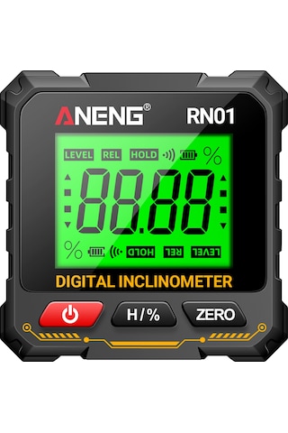 Maiyame Aneng Rn01 Dijital Açı Ölçer - Manyetik Tabanlı, Arka Işık Ekranlı, Ahşap Ve İnşaat İçin Hassas Seviye Aracı Pil Yok Siyah