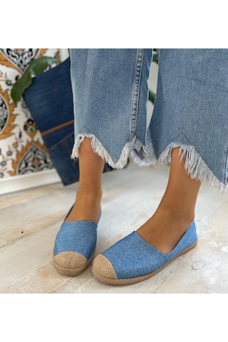 Kot Hasır Detaylı Kadın Espadril Mavi
