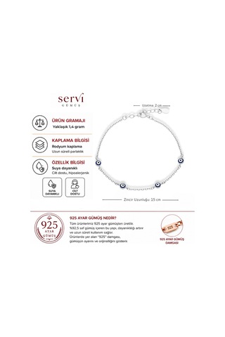Servi 925 Ayar Blue Charm Bileklik-257 Gümüş