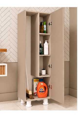 Elox Banyo Dolabı Raflı,balkon Dolabı,mutfak Dolabı Çok Amaçlı Dolap Krem