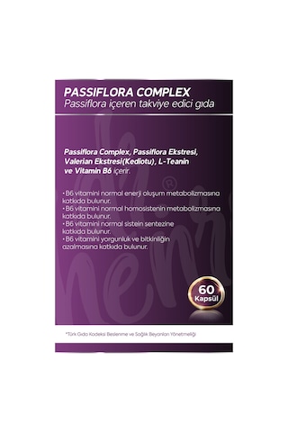 Dr. Henri Passiflora Complex Passiflora Valerian L-Teanin ve Vitamin B6 Bitkisel Takviye Edici Gıda 60 Kapsül
