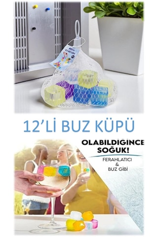 Buz Küpü 12'li Yeniden Kullanılabilir Hazır Buz, Kare Şekilli, Soğuk İçecek Ve Kokteyller İçin Çok Renkli