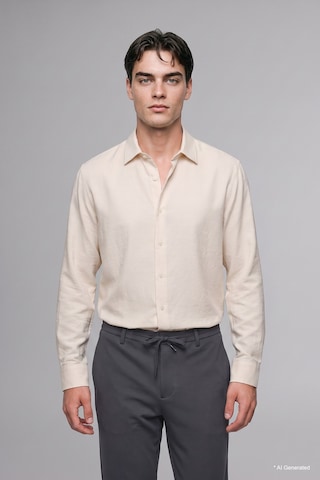 Defacto Regular Fit Polo Yaka Modal Uzun Kollu Gömlek H5254ax26auer105 Ekru-er105