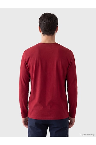 LC Waikiki Lc Waıkıkı Bordo Bisiklet Yaka Uzun Kollu Erkek Pijama Üst