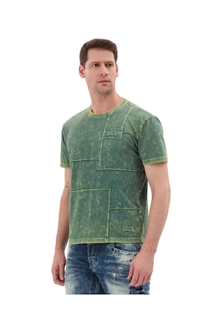 Cipo & Baxx Erkek Yıkamalı Tişört Casual Tarz Ct853 Green
