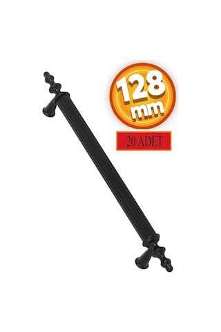 128 Mm Polimer Dolap Kulpu 20 Adet Vidalı - Mobilya Kulpları - 128 - Siyah Siyah Çift Delikli 128 Mm