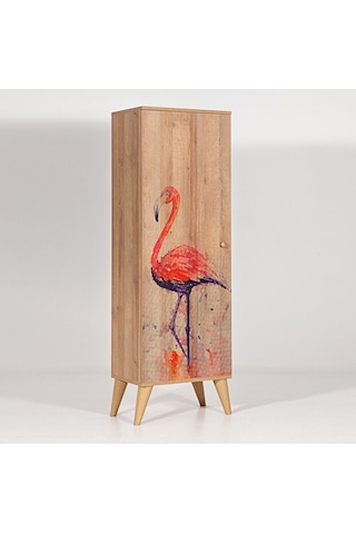 Bingo Flamingo / 8 Raflı Tek Kapaklı Çok Amaçlı Mutfak Dolabı Banyo Dolabı Çok Amaçlı Dolap Kahverengi