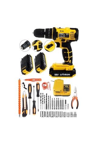 Staxx Power STX1070MB Kömürsüz Motor 58 V Samsung Çift Akülü Darbeli Matkap + 30 Parça