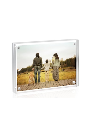 Sezanrpt Akrilik Resim Çerçevesi 6 X 9 Cm, Şeffaf Çift Taraflı Manyetik Fotoğraf Bloğu Çerçevesi, Masaüstü Ç