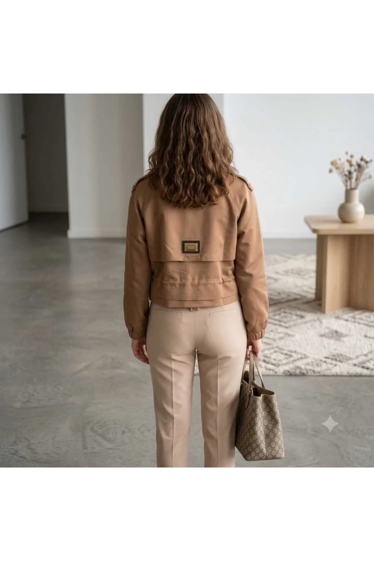 Yussewear Yw Kadın Şık Astarlı Kısa Tasarım Mont Vizon