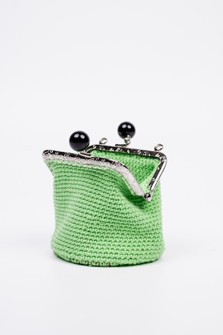 Fabric Craft Bag Bozuk Para Cüzdanı Merserize İplik Klipsli Örgü Açık Yeşil