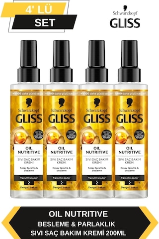 Gliss Oil Nutritive Sıvı Saç Kremi 200ml X 4'lü Set set-hnkl-5128-6031